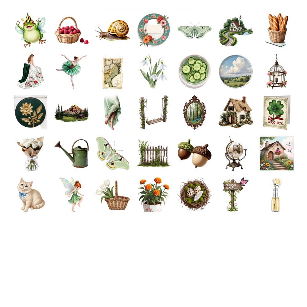 35pcs Whimsical Nature Stickers Rustic Gardening DIY Stickers Teacher Reward Stickers For Laptop Motorcycle Luggage Phone