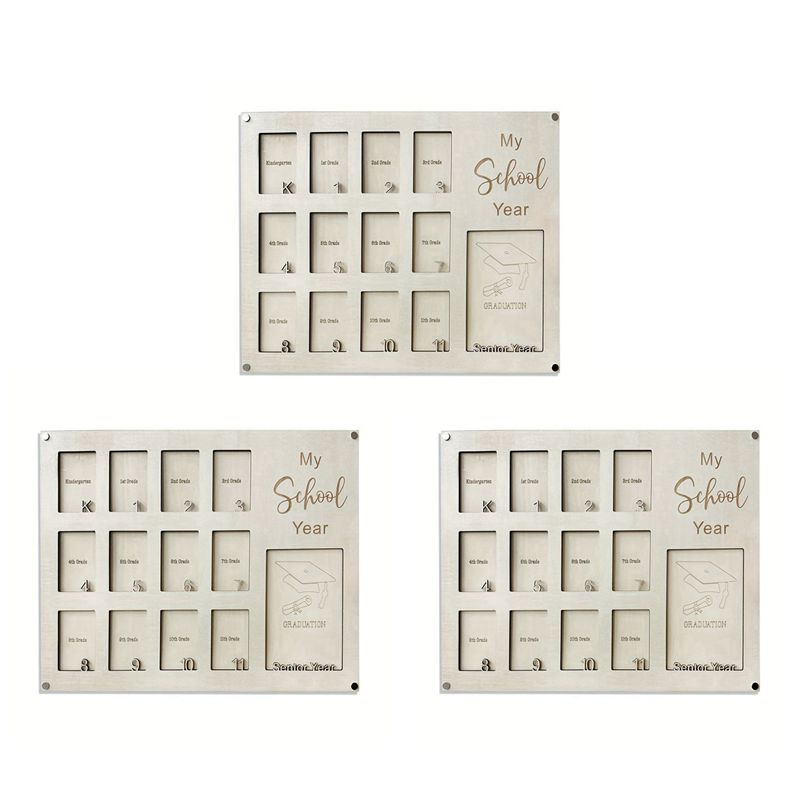 A84X-3Pc School Years Photo Frame, Graduation School Picture Frame, Back To School Gift, Kindergarten To Senior 12 Grade