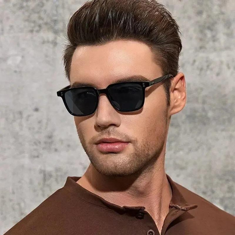 Full-Frame Rice Nails Sunglasses for Men Luxury Brand Vintage Square-Frame Outdoor UV400 Sun Glasses Classic Driving Shades