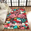1PC Custom Name Flamingo Love Heart Theme Floor Mat Ideal for Living Room, Game Rooms, Office, Bedroom,Floor Mat Playful Design