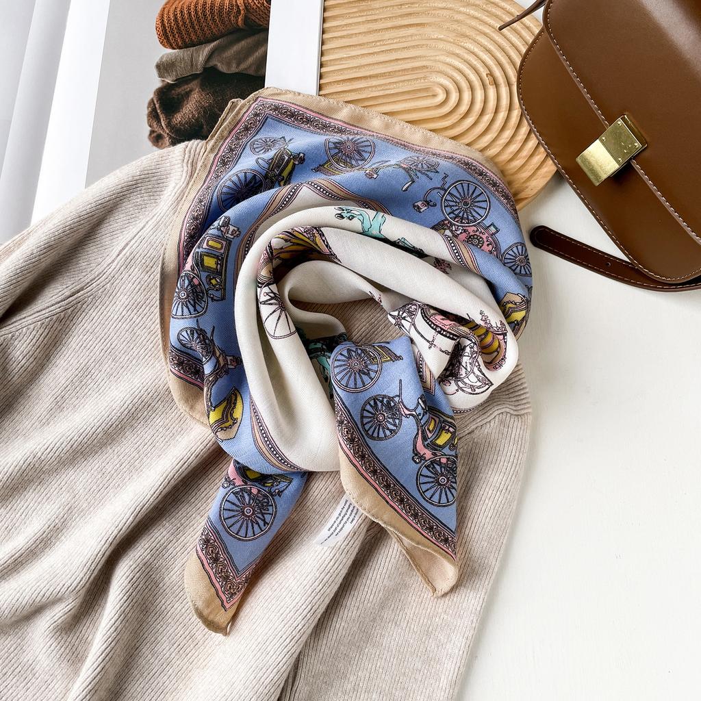 Spring And Summer Satin Long Scarf For Women Sunscreen Shawl Fashionable Beauty Scene Satin Long Scarf Versatile Travel Scarf