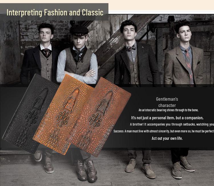 Pánská dlouhá business peněženka MenBense se vzorem krokodýlí kůže - Multifunkční, velkokapacitní, trendy peněženka