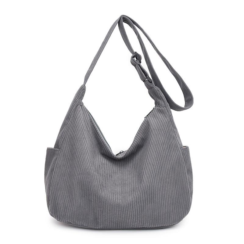 Corduroy Bag Women's Large Capacity 2025 New Simple Shoulder Messenger Bag Casual Versatile Commuter Tote Bag