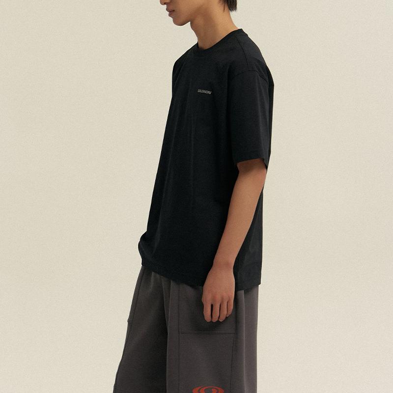 SALOMON Uni Blast Series Cool Sensation Letter Round Neck Pullover Short Sleeve T-Shirt Unisex T-Shirts Black C28083