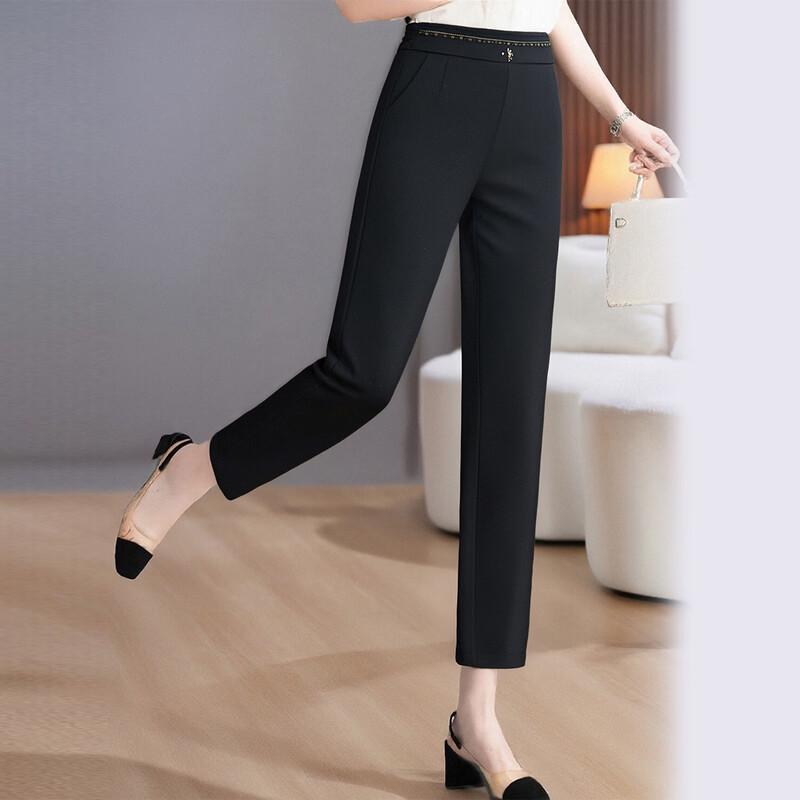 Pasite Women's Elastic Waist Straight-Leg Casual Pants