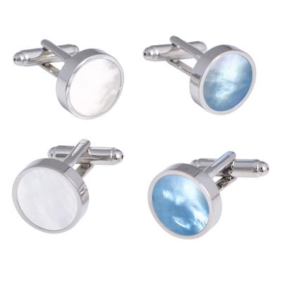 Classic Round Pearl Shell Cufflinks Men'S High-End Suit Shirt French Cuff Buckle Blue Shell Sleeve Nail Fritillary