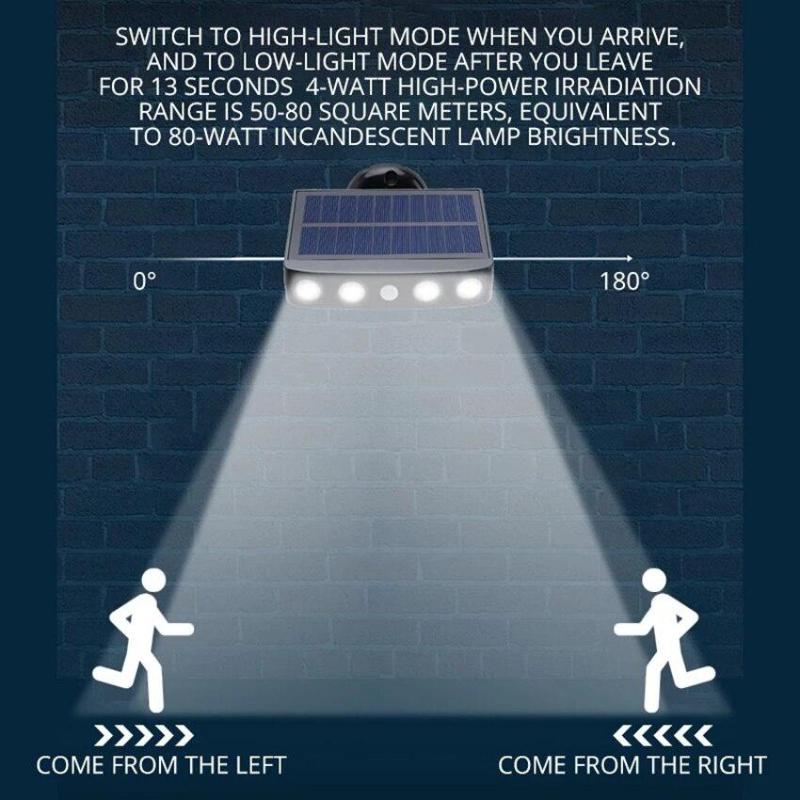 4LED solární venkovní snímač pohybu vodotěsné zahradní otočné LED světlo solární reflektor zahradní cesta pouliční osvětlení simulace monitorovacího světla