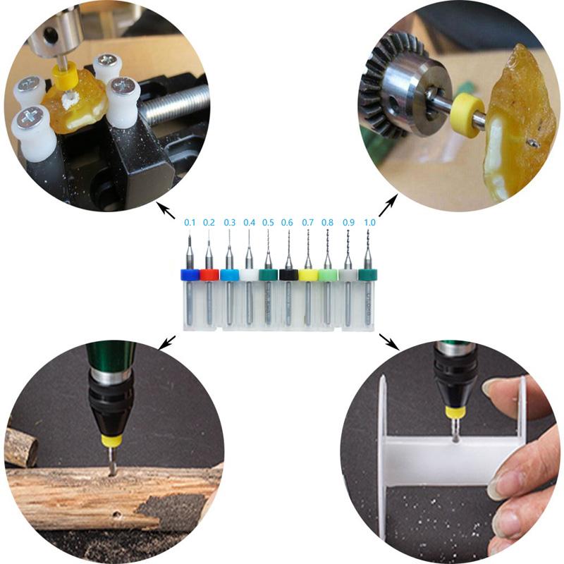 10Pcs/set 0.1mm To 1.2mm PCB Mini Drill Bit Tungsten Steel Carbide CNC Drilling Bit For Print Circuit Board Drill Bits Machine