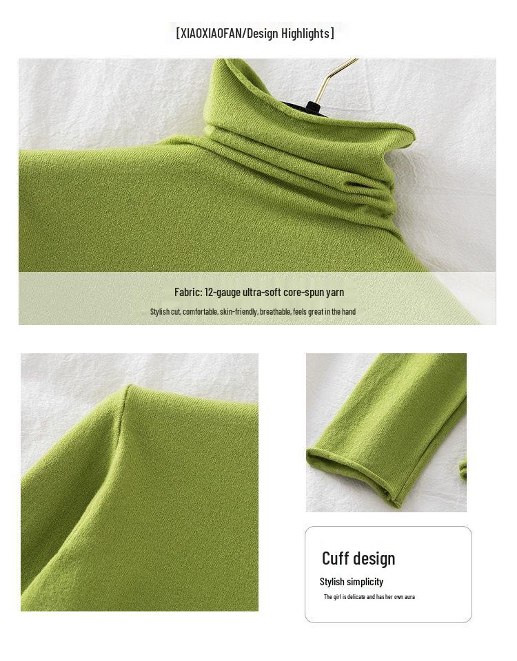 Dalang Knitwear Women's Slim Fit Turtleneck Sweater - Long Sleeve Solid Color Base Layer for Autumn/Winter