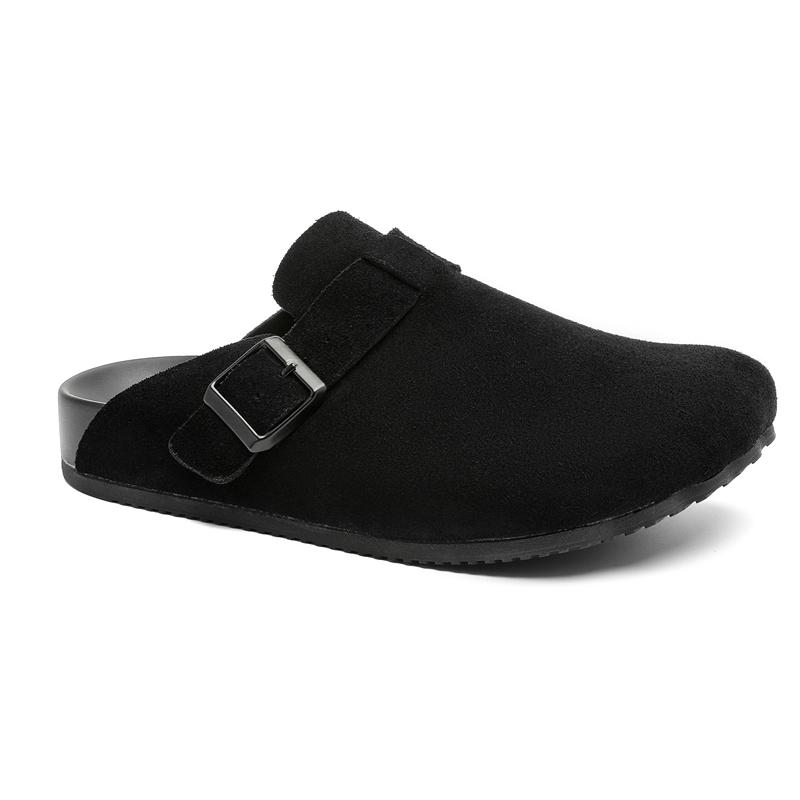 

Fashion 2025 New Men s Leather Slippers Soft Comfortable Men s Non-Slip Flats Mens Slip on Shoes Indoor Outdoor Summer Sandals for Men 44 чёрный