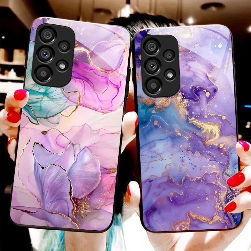 Golden Rose Blossoms For Samsung Galaxy S10 S20 Plus S21 FE S22 23 24 S25 Ultra Black Tempered Glass Phone Case Hard Shell