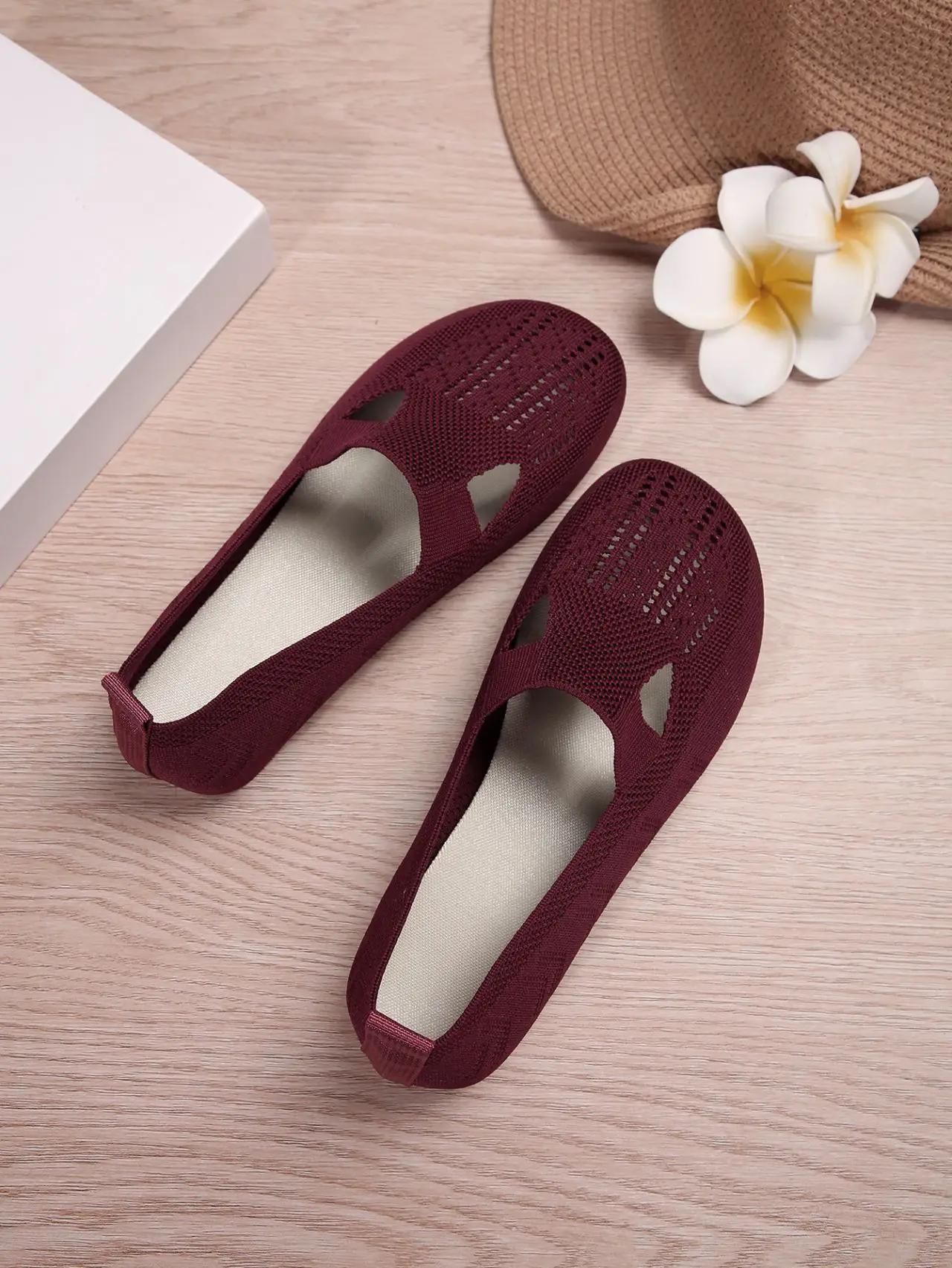 

Новое поступление, летние женские туфли на плоской подошве, дышащие мокасины, повседневные туфли на нескользящей подошве, женские мокасины 41 бордовый