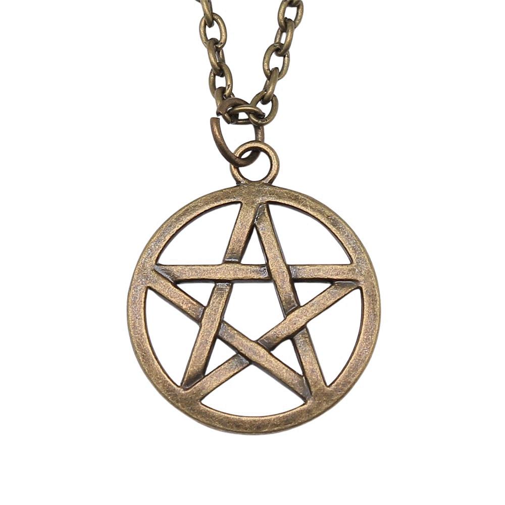 Pentagram keltisk knut hänge stjärna Halsband måne sol Smycken Amulett hantverk 45 cm eller 70 cm lång kedja