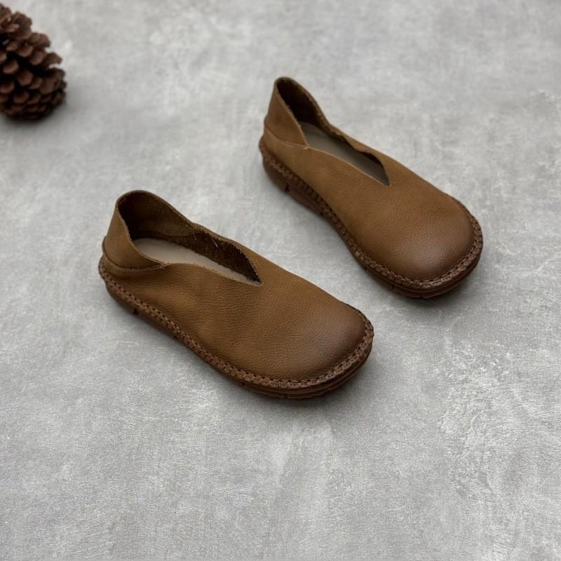GKTINOO 2025 New Retro Loafers Genuine Leather Flat Shoes Casual Versatile Handmade Soft Cowhide Women's Slip-on Shoes