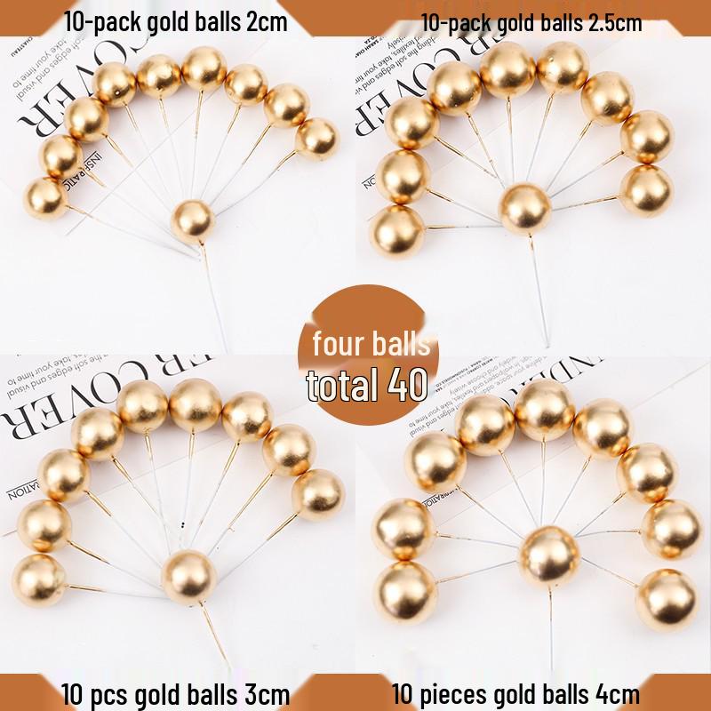 Festive Frosted Gold & Silver Ball Cake Decoration - Christmas & Birthday Iridescent Ornaments Topper