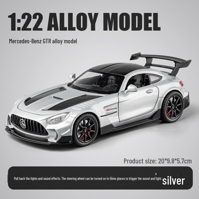

1:22 Модель легкосплавного автомобиля Mercedes Benz GT3 со звуком и светом - детская игрушка и коллекционное украшение серебряный