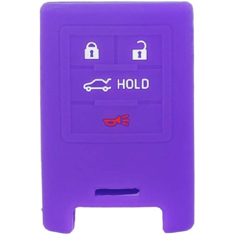 SEGADEN Silicone Cover Protector Case Holder Skin Jacket Compatible with CADILLAC CHEVROLET 4 Button Smart Remote Key Fob CV4773 Deep Purple