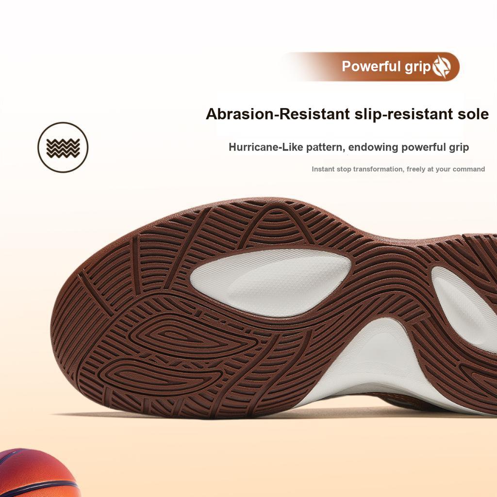 Anta Kids Wind Tunnel Synthetic Leather Mesh Professional Basketball Shoes Kids Sneakers Brown A12441108-1