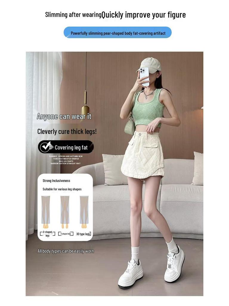 2025 Trendy High Waist White Denim A-line Bodycon Mini Skirt for Women