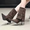 Fashion High Heels Women Ankle Boots Pointed Toe Fashion Dress Shoes Luxury Suede Winter Botas 2025 Designer Pumps Mujer Chelsea Boots