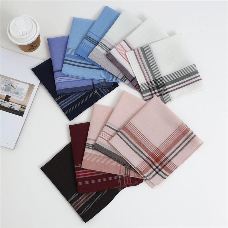 Men's Classic Plaid Polyester Handkerchief for Seniors