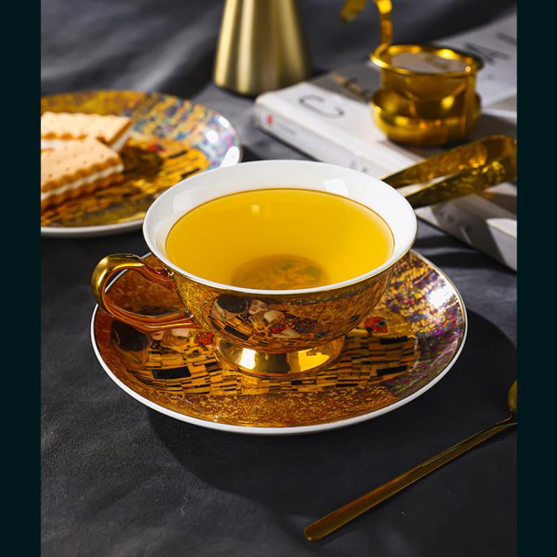 סגנון ארמון אירופאי קרמיקה פורצלן עצם סט כוס קפה צלוחית רטרו אנגלי סט תה אחר הצהריים כוס תה