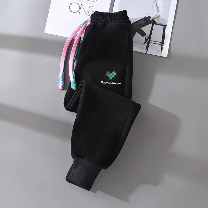 Girls' Plus Velvet Pants, Autumn Winter, Big Children, Spring and Autumn, Children's Casual Sweatpants, Little Girls' Sports Pants, Loose Outer Wear