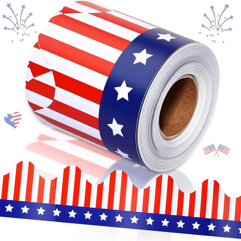 4th of July Bulletin Board Border Independence Day Bulletin Border Trim Bulletin Board Sticker for Classroom Decoration