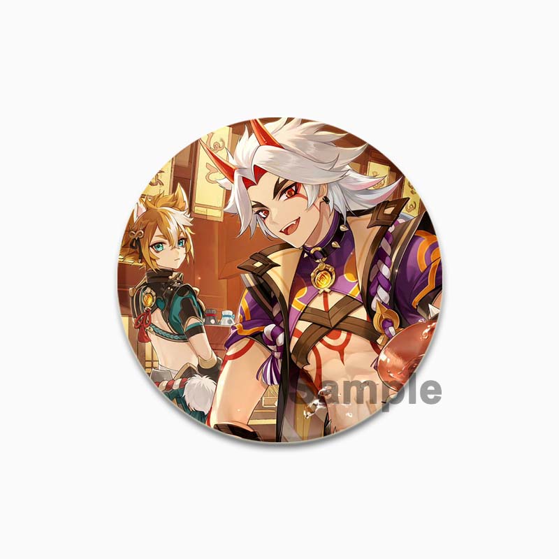 32/44/58MM Alloy Pins for Backpack Hat  Icon Cartoon Brooch  Genshin Impact Pin Fashion Jewelry Accessory