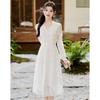 Women's Elegant A-Line Long Sleeve Midi Dress