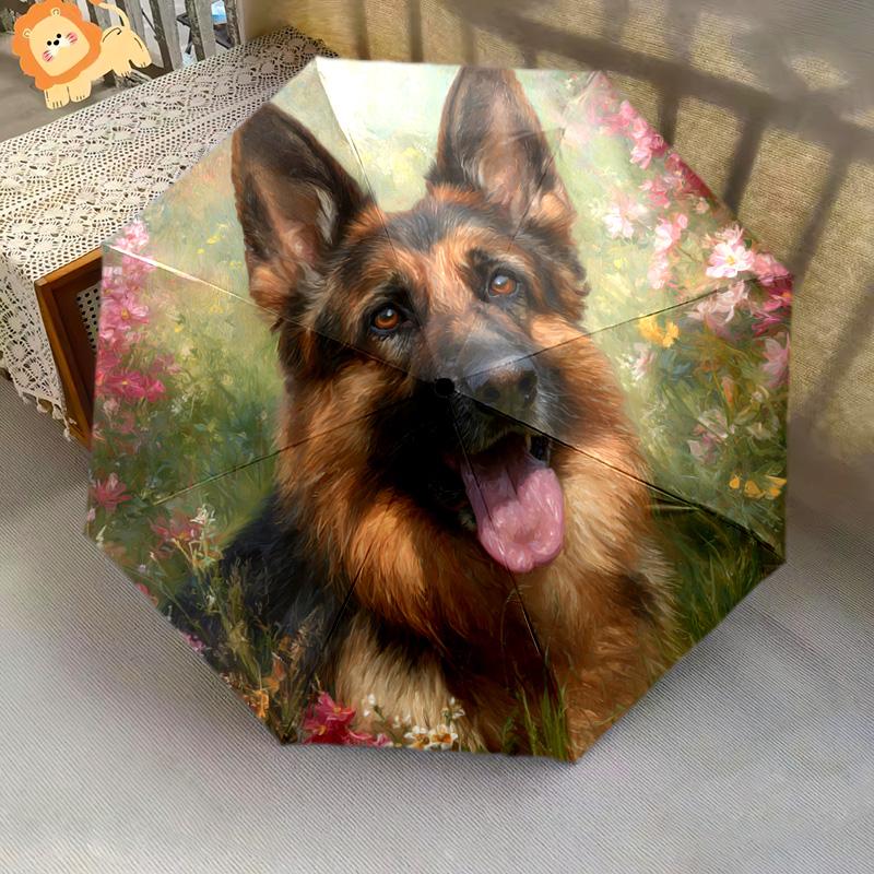 1 PC Automatic Folding Umbrella - German Shepherd Pattern, Portable & Foldable Design with 8 Ribs, Christmas Birthday Gifts