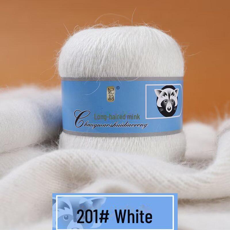 Fire moale de cașmir țesute manual pentru pălării și șaluri, fire de lână de nurcă cu păr lung, de grosime medie, pentru croșetat