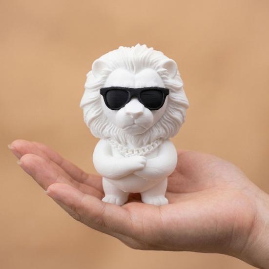 3D Printed Lion Figurine Funny Cool Lion Statue with Sunglasses Collectible Desktop Ornament for Home Office Executive Desk Decor