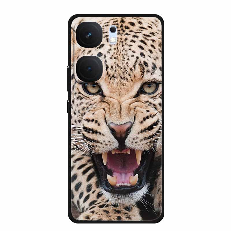 For Vivo iQOO Neo9 Pro Case TPU Silicone Soft Back Cover for Vivo iQOO Neo9 Neo 9 Black Fashion Cool Animals Coque Lion Tiger
