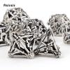 7 Pcs White Leaf Flower Metal Dice Hollow Metal Polyhedral Dice Set Suitable For Role-Playing Dice PropBoard Game Gift