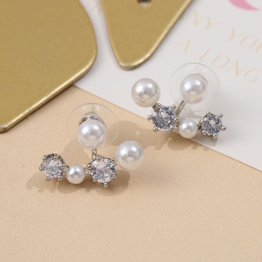 Korean Pearl Stud Earrings 2024: Back-Hanging Two-Way Design, Unique & Exquisite for Women