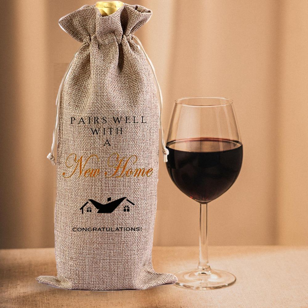 

3PCS Portable Wine Gift Bags Fashionable Draw Rope Wine Bottle Cover First New House Gift Retire