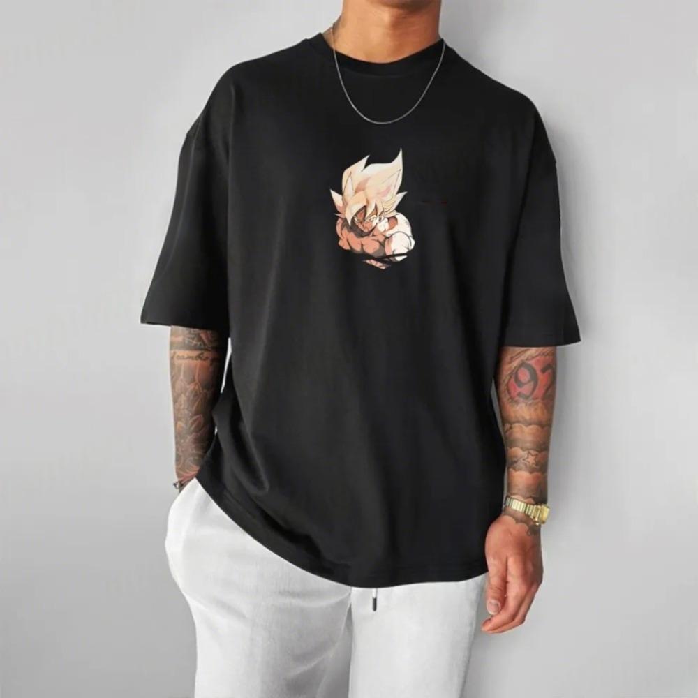 Dragon Ball Summer Men's T-Shirt Japanese Anime Son Gohan Autumn Inside Boy Children Parent-Child Basic Trend Short Sleeve