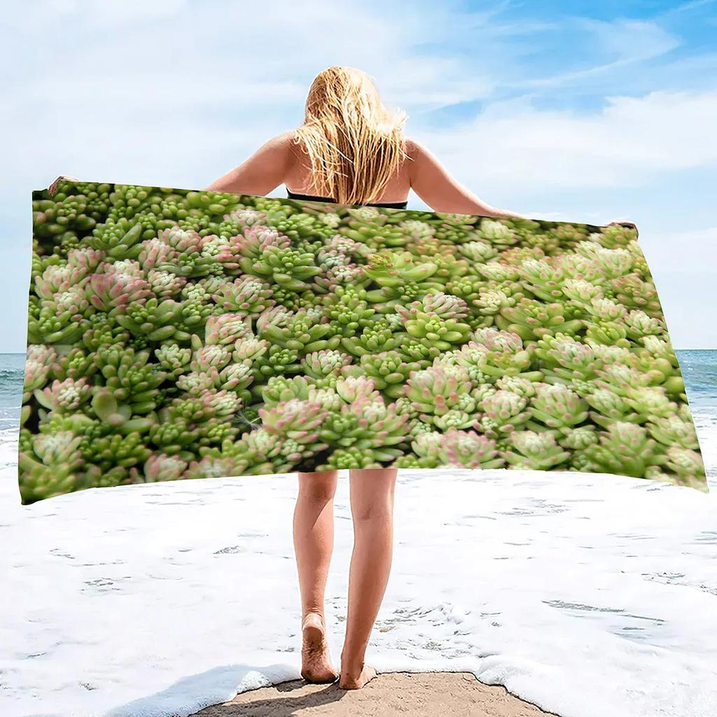 Succulent Plants Bath Towels Soft Bathing/Beach/Camping Towel Large Size Sandless Beach Bath Pool Towel for Women Men Girls Boys
