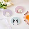 Sous-verres Ronds Chatons Dessin Animé Terre de Diatomée Absorbants Résistants à la Chaleur Décor de Table Motif Chat Mignon Sous-verres à Séchage Rapide pour Tasses à Café