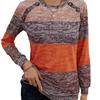 2024 Women's Color Block Printed Button Long-Sleeve Round Neck T-Shirt - Spring/Autumn Collection