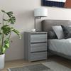 Bedside Table - Sonoma Grey - 3 Drawers - Engineered Wood - Wall Mounting Included