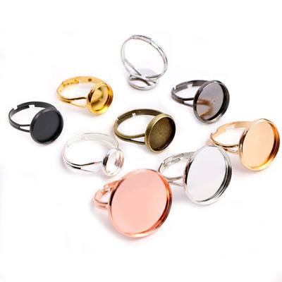 10 pièces/lot Base d'anneau vierge réglable pour cabochons en verre de diamètre 10 12 14 16 18 20 mm, supports camée, plateau, fabrication de bijoux DIY, anneau