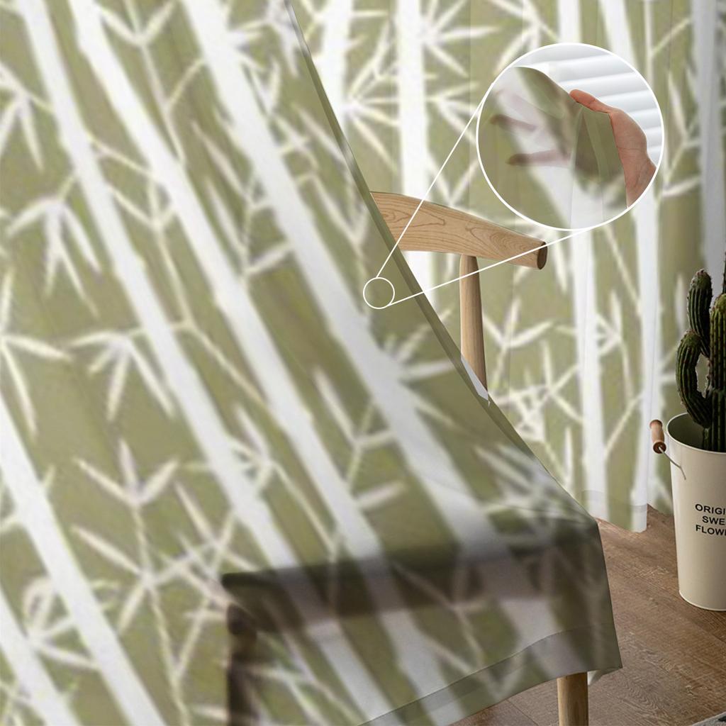 Bamboo Tulle Sheer Curtains for Living Room Decoration Curtain for the Room Bedroom Kitchen Voile Organza Curtains