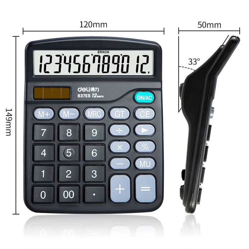 Desktop Calculator Standard Function Calculator with 12-Digit Large LCD Display Solar & Battery Dual Power for Home Basic Office