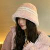 Plush Thickened Hat Women's Color Knitted Bucket Hat Winter Face Small Striped Basin Hat Tide