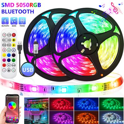 Bluetooth USB LED Şerit Işık RGB SMD 5V LED Işıklar Esnek 1-30M Lamba Bant Şerit RGB TV Masaüstü Ekran Arka Işık Diyot Bant