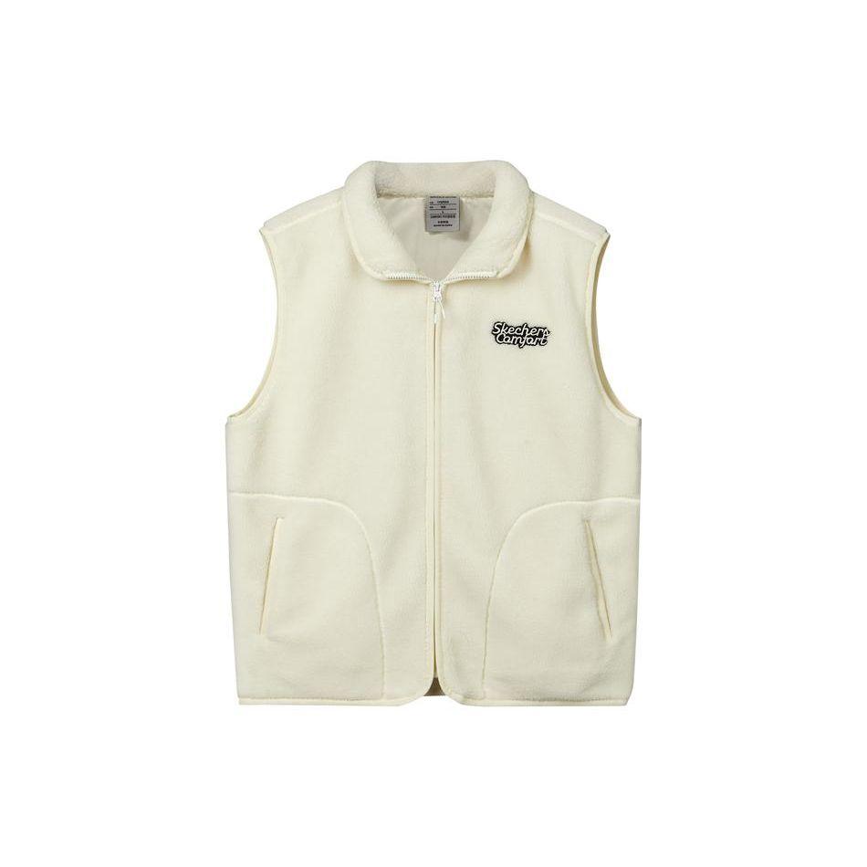 Skechers Sports Lifestyle Series Animal Letter Embroidery Casual Fashion Warm Lightweight Zipper Stand Collar Sleeveless Vest L423U077-0074 S