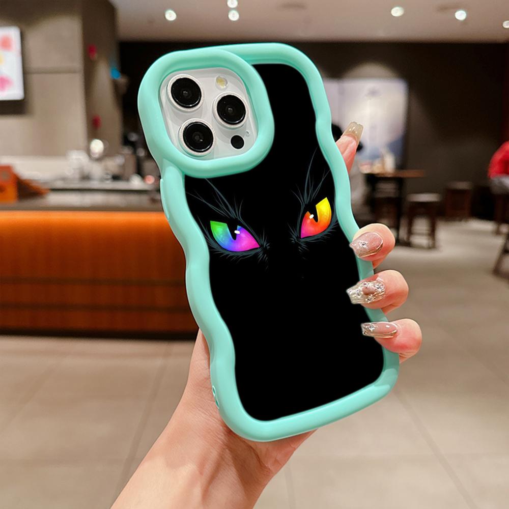 Macaron Soft TPU pouzdro na telefon pro iPhone 11 12 13 14 15 Pro Max SE X Xs Max XR 6 7 8 Tecno Camon 19 20 Pro Realme C35 Ae73 Dark Eyes cat design art