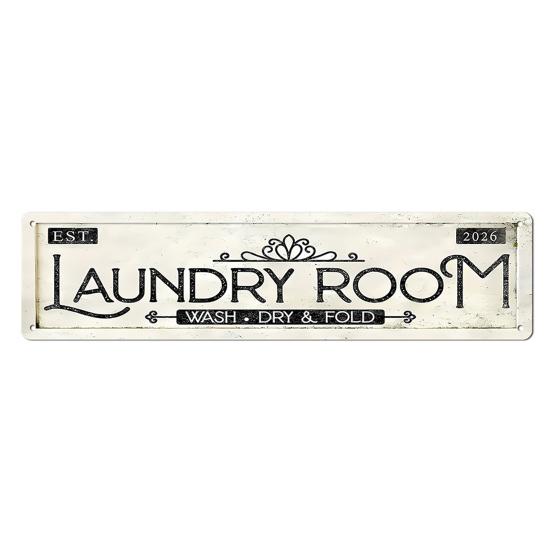 

Retro Laundry Room Sign Distressed Metal Wall Art Sign Rectangular Decorative Sign for Home Game Room Decor Size#17